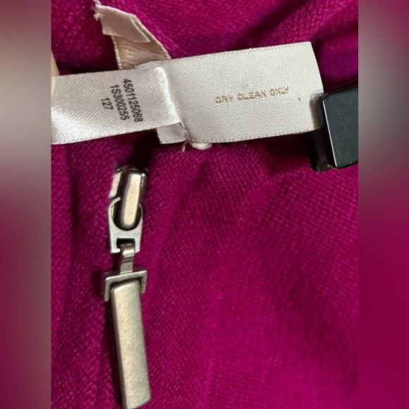 Chico’s Women’s Wool Ruffle Hem Renee Cardigan Zip Sweater Pockets Magenta Pink - Picture 6 of 6